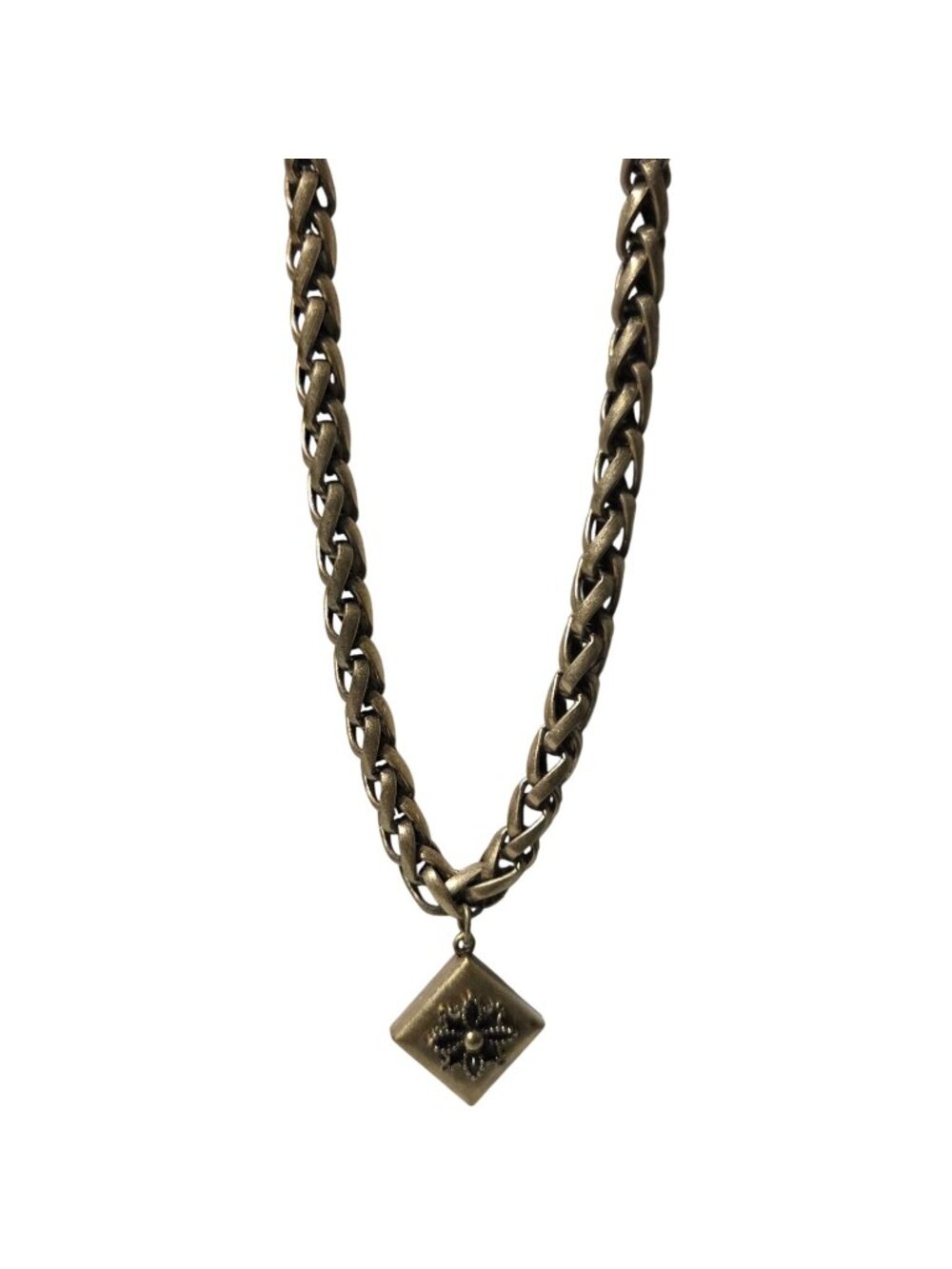 LOFT Chunky Chain Necklace Floral Pendant Gold Tone Bold Fashion Jewelry Women